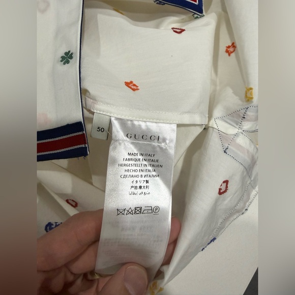 Gucci White Shirt with Multicolor Accents 50IT - Picture 9 of 15